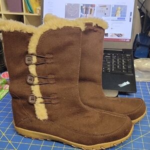 Polaredge Brown Suede Fur Cuff Thinsulate Triple Button Size 10